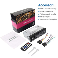 Autoradio Bluetooth Handsfree, 7 barev podsvícení FM stereo rádio 1 din auto rádio 4x60W auto rádio Podpora FM/USB/MP3/WMA/TF/AU